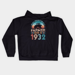 Farmer born in 1932 Farming Gift 90th Birthday Kids Hoodie